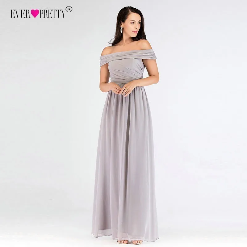 Серое длинное платье для подружки невесты Ever Pretty женское А силуэта Формальное