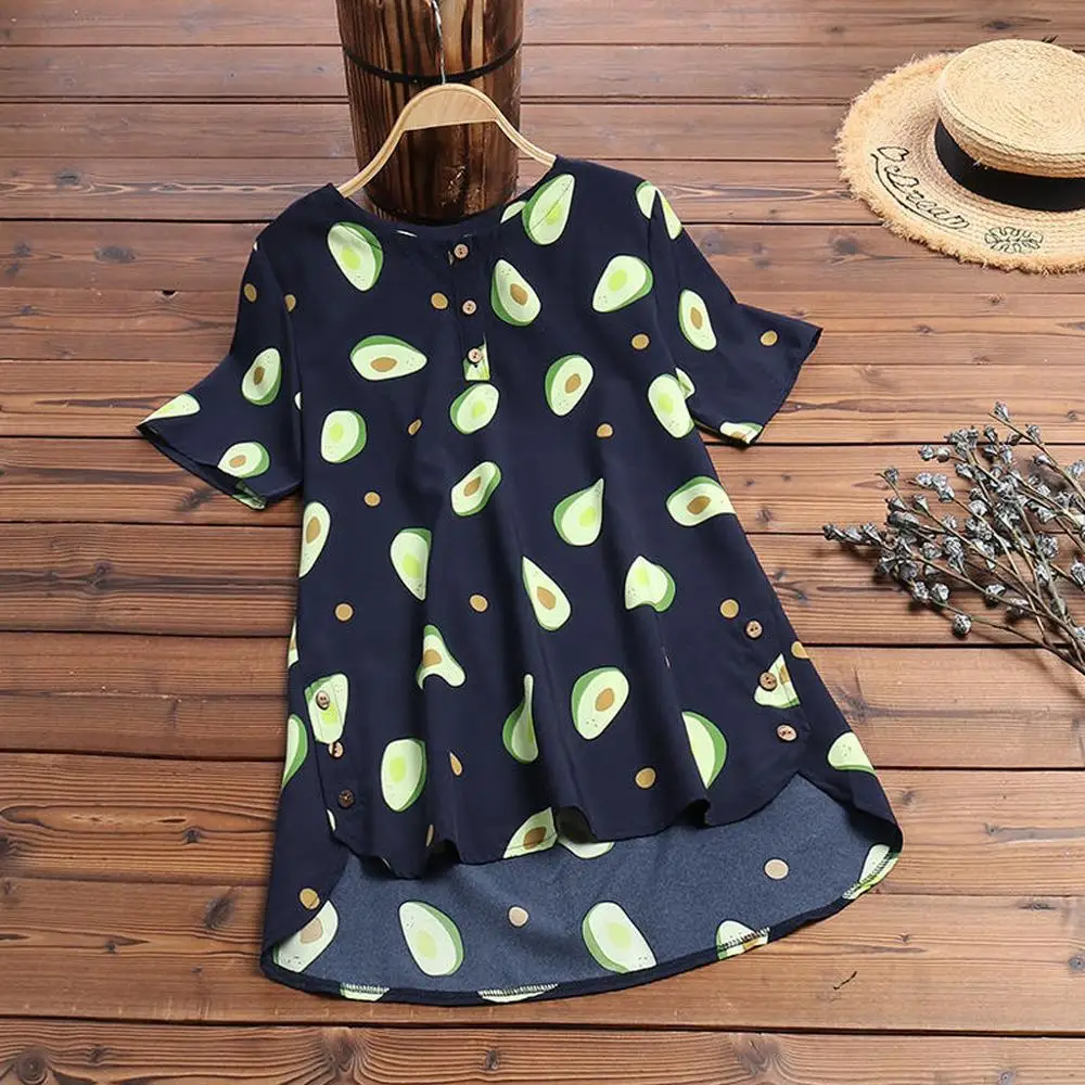 

Harajuku Women Blouses Summer Plus Size Short Sleeve Tunic Avocado Print Funny Shirt Female Blouse Bluse Blusas Drop shipping c