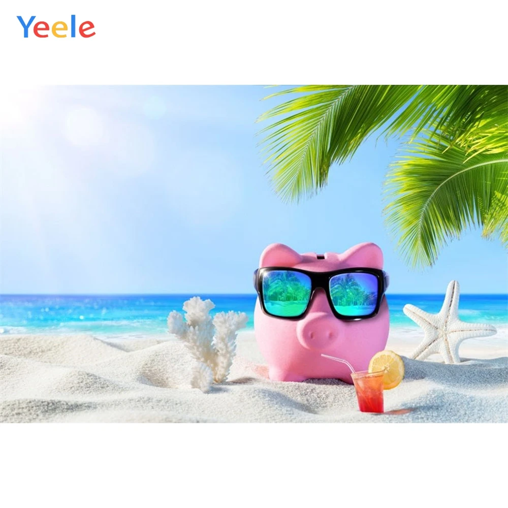 

Yeele Photography Backgrounds Vinyl Summer Holiday Seaside Beach Toy Pig Custom Camera Photographic Backdrops For Photo Studio