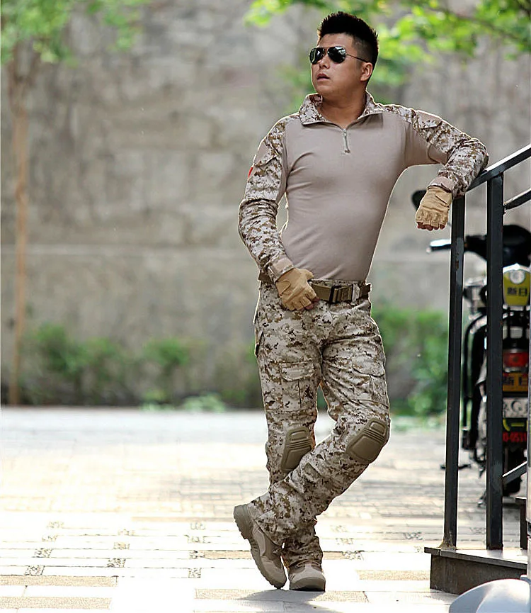 США тактическая камуфляжная одежда костюм для мужчин камуфляж военная форма Мультикам страйкбол боевая рубашка+ армейские брюки наколенники