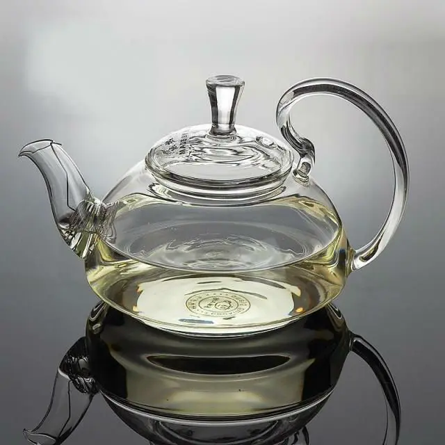 Glass tea pot 600ml,flowering high borosilicate glass teapot with a