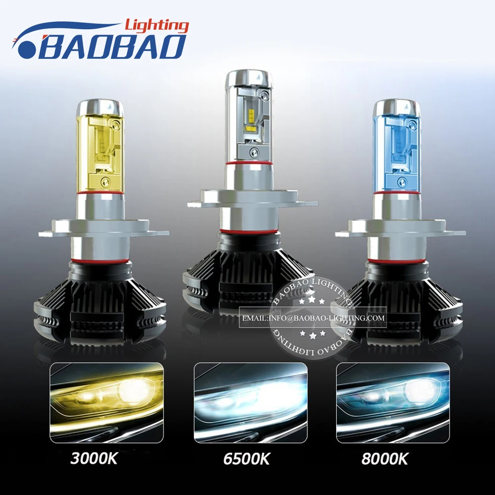 BAOBAO 2 шт. комплект автомобильных светодиодных фар X3 ZES Chips 50 Вт 6000LM 6500 к 8000 К
