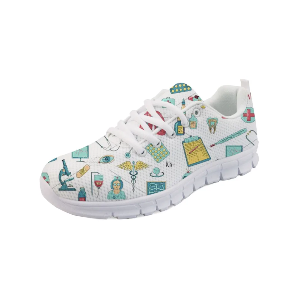 

Spring Flat Shoes Women Cute Cartoon Printed Nurse Women's Sneakers Shoes Breathable Mesh Flats Female Shoes Zapatos De Mujer