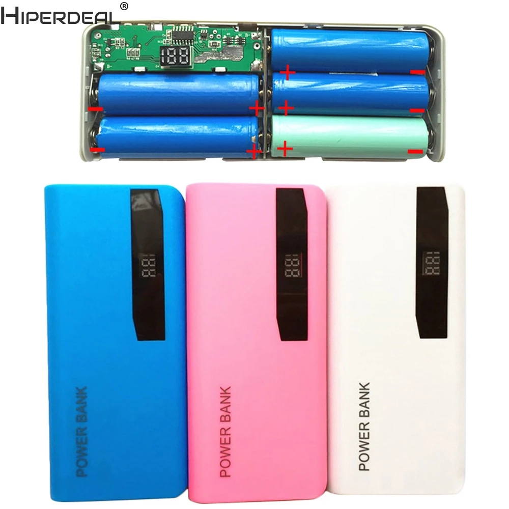 

HIPERDEAL External Battery Cell Power Bank 18650 Battery Charger LED Display 5X 18650 USB Charger Case DIY Box For iPhone HW