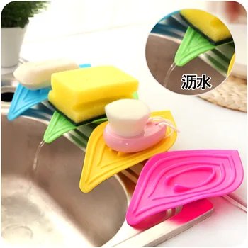 

3pcs! Multifunction leaves with soap holder drain and slip ring soap dish kitchen sink clean sponge rack bathroom accessories