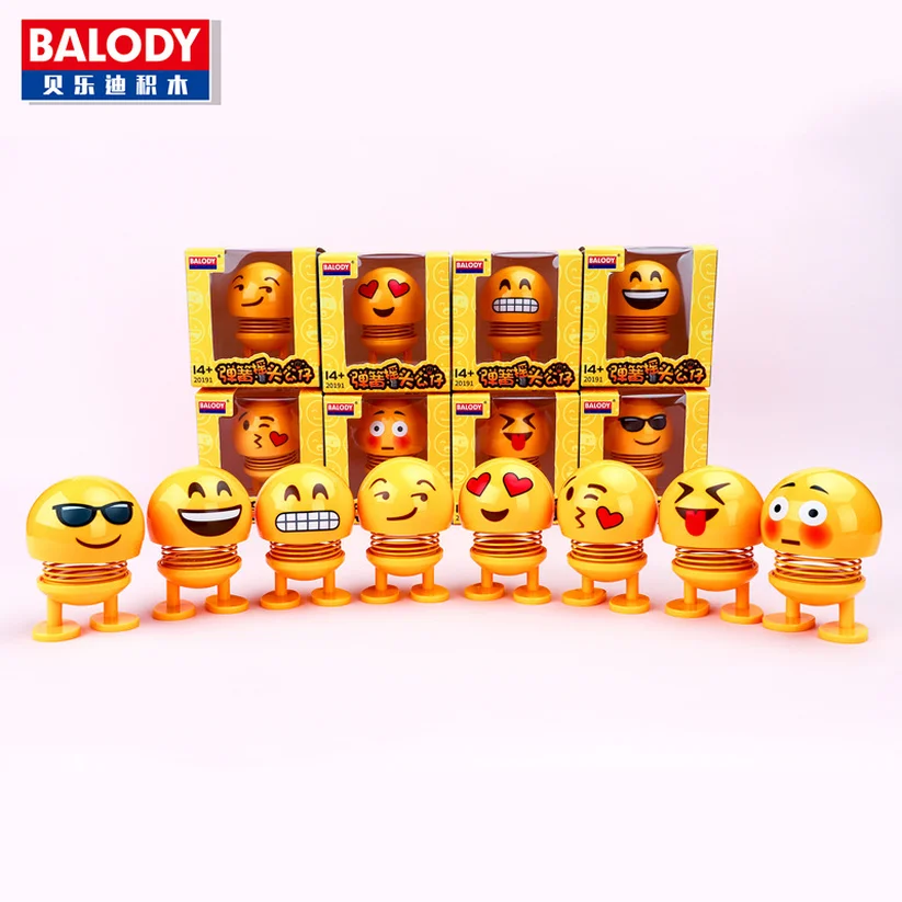 

2019 Spring Cute Smiley Doll Car Ornament Interior Dashboard Decoration Bounce Toys Car Interior Accessories gift for Christmas