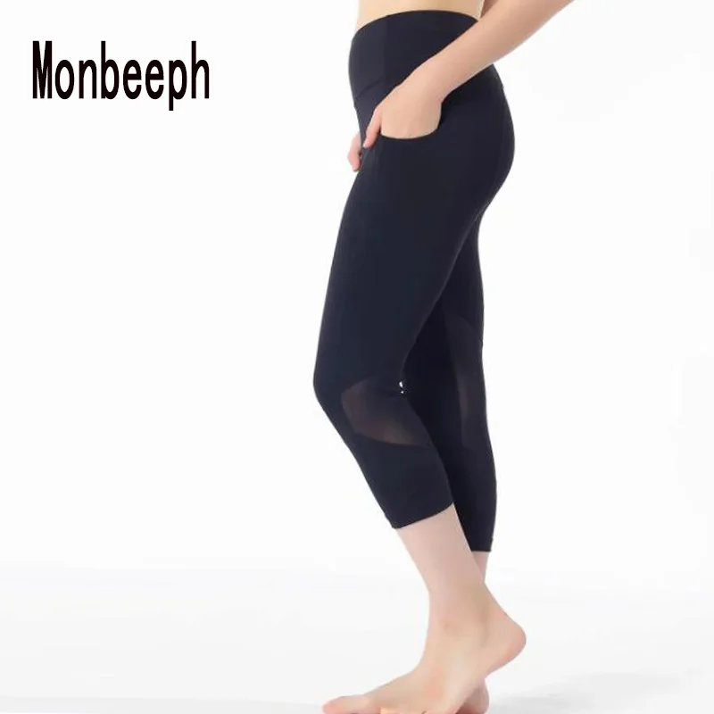 

Monbeeph Women skinny Leggings Women Pocket capris black red Pants pencil Calf-Length Pants