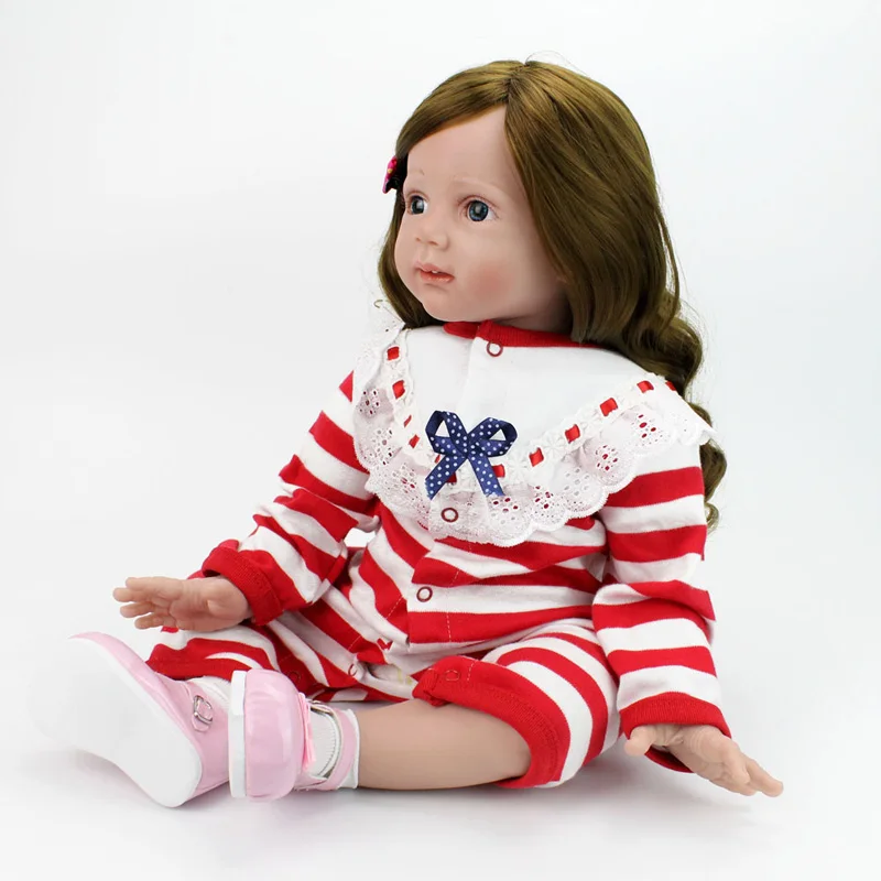 Силиконовые Новорожденные 60 см мягкие силиконовые виниловые куклы ручной работы для маленьких девочек 24 дюйма реалистичный малыш милый подарок на день рождения игрушка