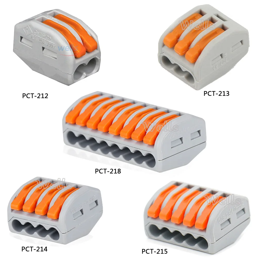 

free shipping 1-100pcs 2pin 3pin 4pin 5pin 8pin Connector Conductor Terminal Block Wago connector Universal Compact Wire