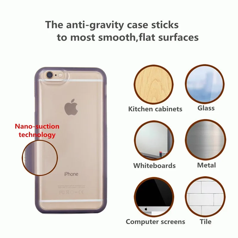 

Antigravity Adsorbed Nano Suction Cover Clear TPU Frame dowa sticky Case For IPhone X Xs 7 8 6 6Plus SE 5C 5S Wall Magic Shell