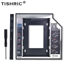 TISHRIC пластик алюминий универсальный Optibay 2nd HDD Caddy 9,5 мм SATA3.0 2," SSD CD DVD для HDD чехол Корпус CD-ROM ODD