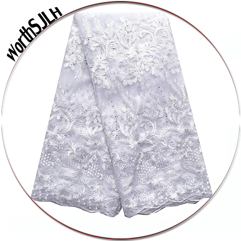 

Best Quality African White Lace Fabric 2018 Glitter Beades Nigerian Lace Fabrics Fushia Pink Latest 3D Lace Fabric For Dresses