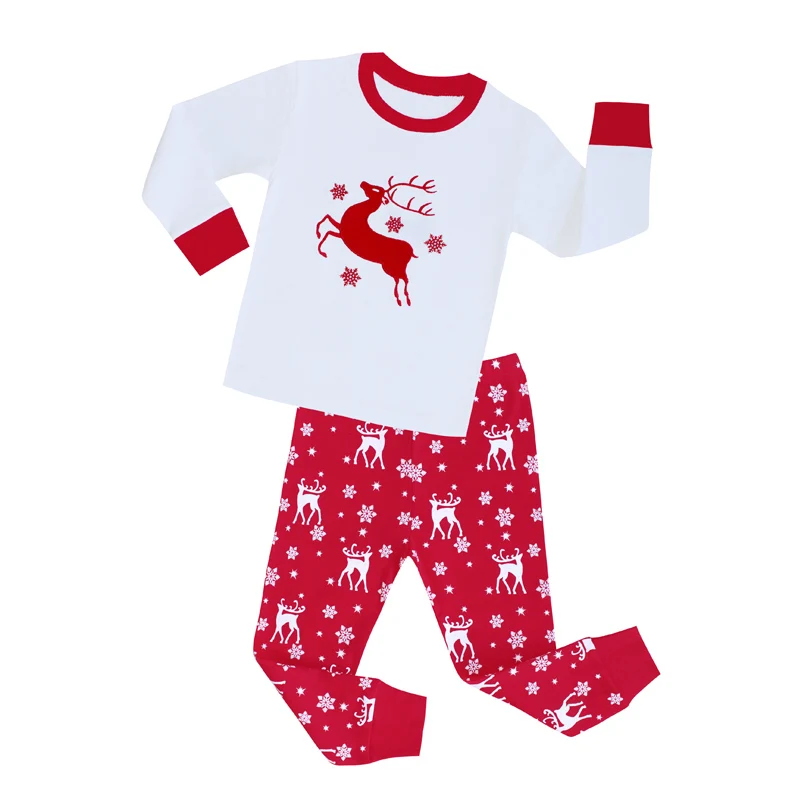 Весенне-осенняя Рождественская Пижама с оленем для маленьких девочек Рождественские пижамные комплекты для девочек, детские хлопковые пижамы, Детская Пижама с дизайном «Олень»