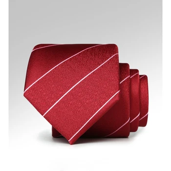 

NEW Men's Ties for Suits Red Striped Necktie 7cm Wedding Party Neck Tie Mens Gravata Microfiber Waterproof Ties with Gift Box