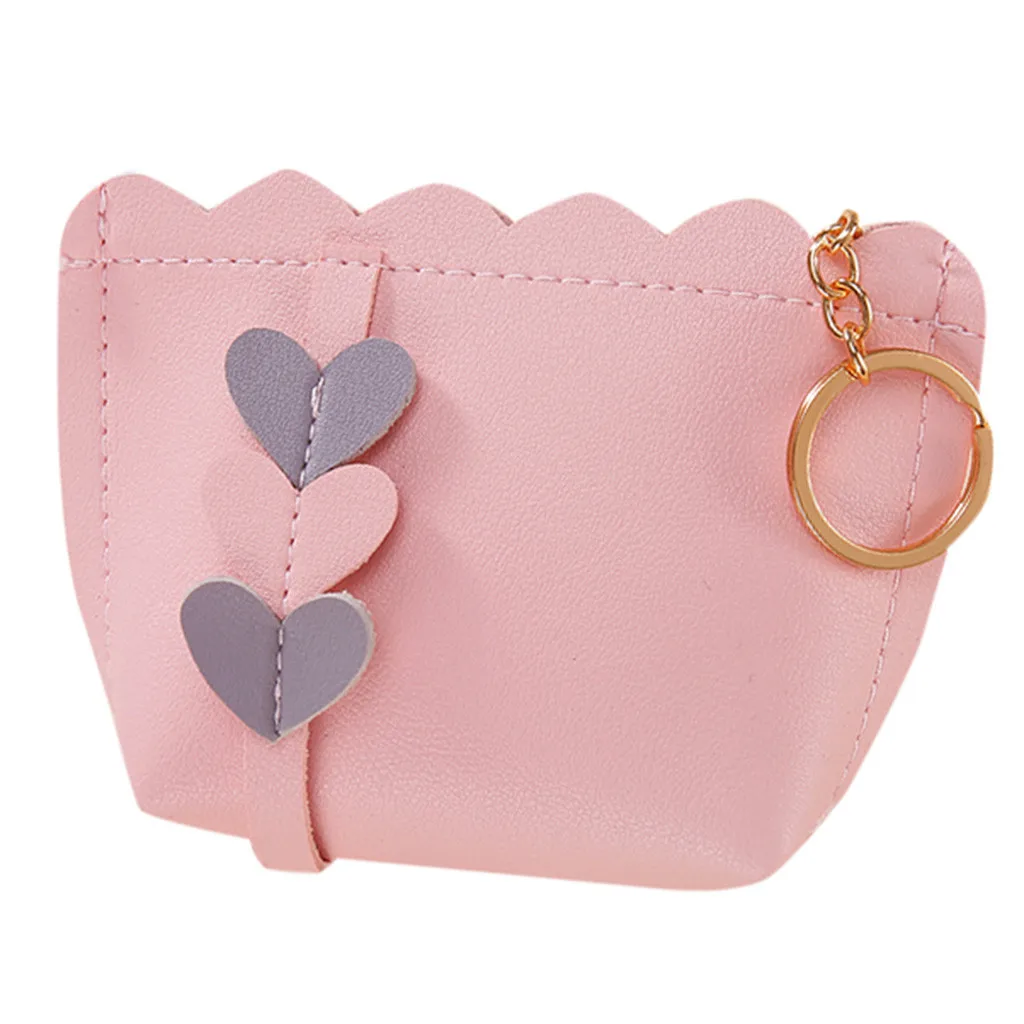 Кожаный кошелек для монет Для женщин искусственное украшение в виде слова Love кожаная сумка на молнии женский клатч Сумки Женский кошелек - Цвет: Pink