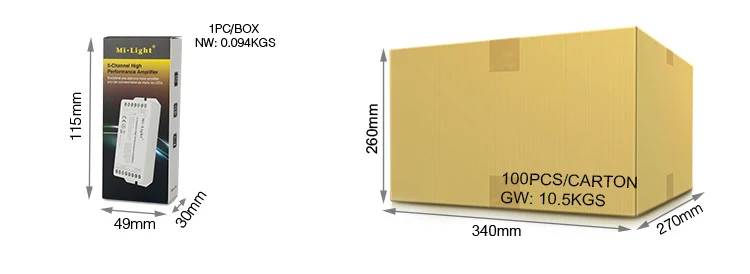 Ми свет PA5 DC12V-24V 15A 5-канальный высокое усилитель мощности контроллер серии и все ШИМ Тип светодиодный контроллер для светодиодный полосы