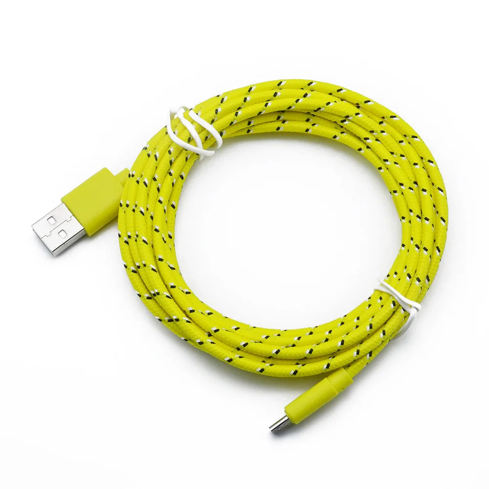 Нейлоновый Кабель Micro-USB в оплетке, синхронизация данных, usb-кабель для зарядки samsung, huawei, Xiaomi, Android Phone, 1 M/2 M/3 M, кабели для быстрой зарядки - Цвет: Yellow