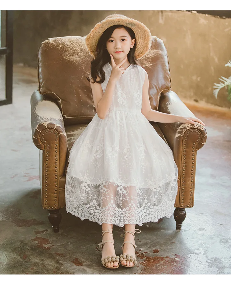Baby Summer Dress Baby Princess Dress New Girls Lace Dress Kids Dresses High Waist Elegant Holiday Children Sundress,#5214