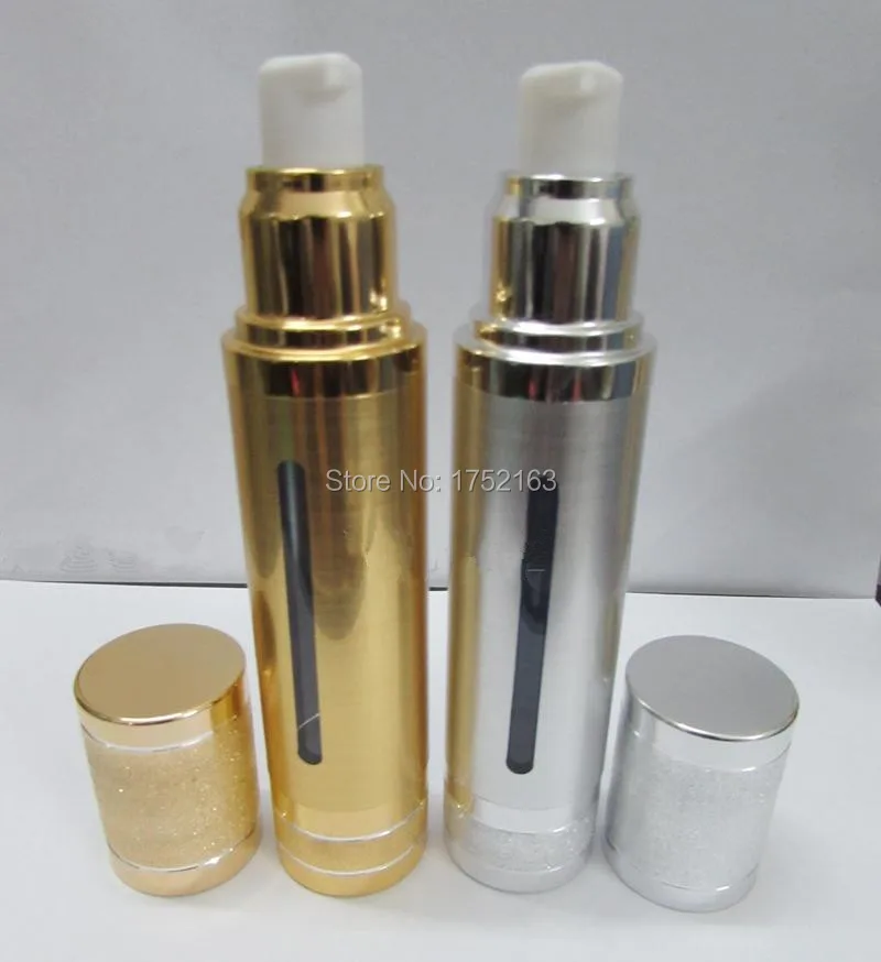 Download 50ml plastic bottles with caps Gold Silver airless plastic ... Yellowimages Mockups