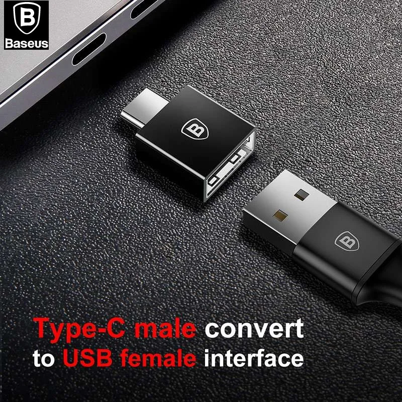 

BASEUS Brand Type-C Male to USB Female Adapter Converter 2.4A Charging & Data Transmission For Macbook / Phone / Tablets