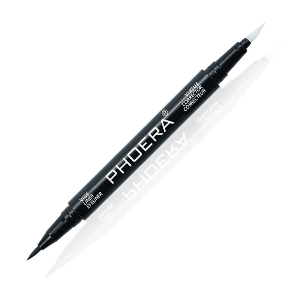 PHOERA Zwart 2in1DIY Sexy Eyeliner Pen Lasting Waterproof Eyeliner Dubbele Kanten Eye Lijn + Corrector Pen Enhancer Tattoo