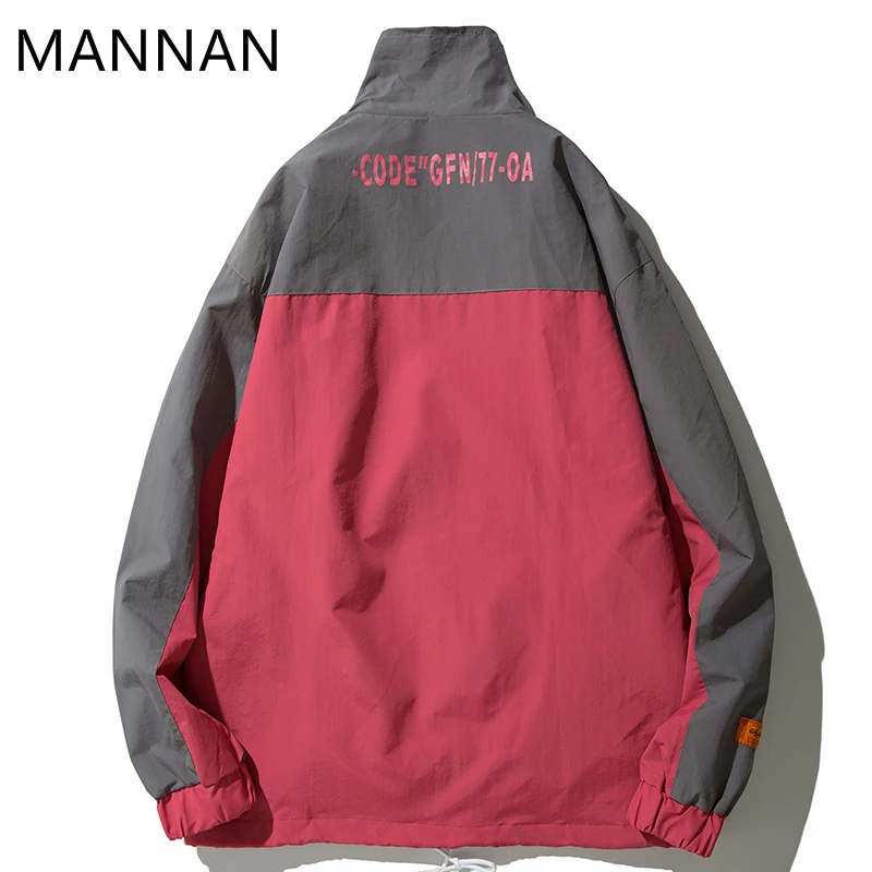 MANNAN Jacket Windbreaker Men Streetwear Harajuku Color Block Coat Vintage Casual Track Jacket Half Zipper Autumn MANNAN Jacket Windbreaker Men Streetwear Harajuku Color Block Coat Vintage Casual Track Jacket Half Zipper Autumn