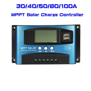 

30/40/50/60/100A MPPT Solar Charge Controller Dual USB LCD Display 12V 24V Auto Solar Cell Panel Charger Regulator With Load