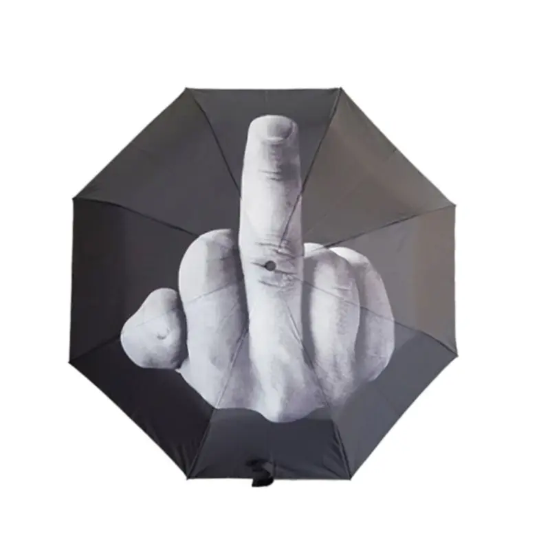 Best Creative Cool Novelty Middle Finger Design Black Umbrella Cool Fashion Impact Umbrella 3 Fold