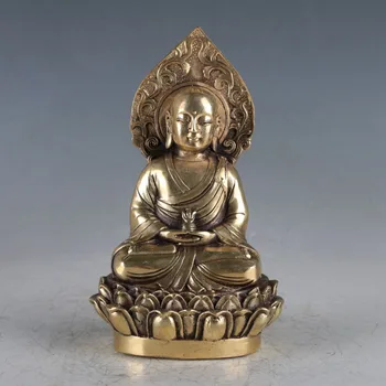 

Old Chinese brass MING XUANDE hand-carved Buddha lotus statue
