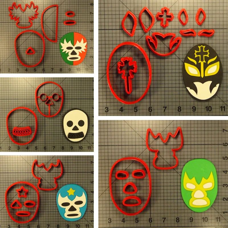 

Cartoon Lucha Libre Mask Cookie Cutter Custom Made 3D Printed Cookie Cutter Set Fondant Cupcake Top Cake baking Mould
