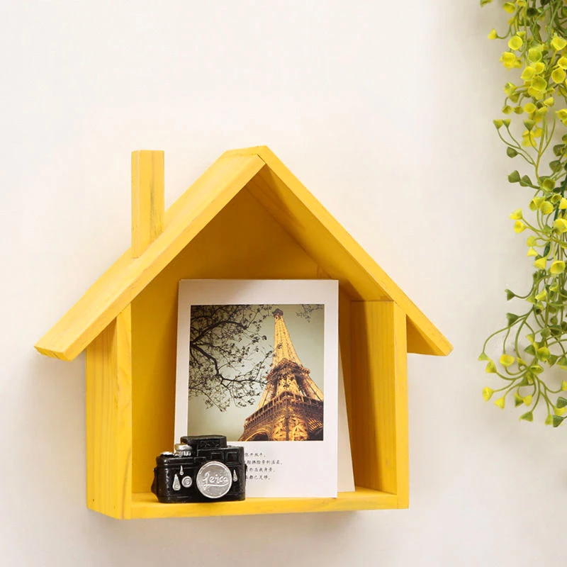 

creative practical wall shelf Wood Wooden House Shelving Display Unit Shelf Wall Hanging Box Storage Craft