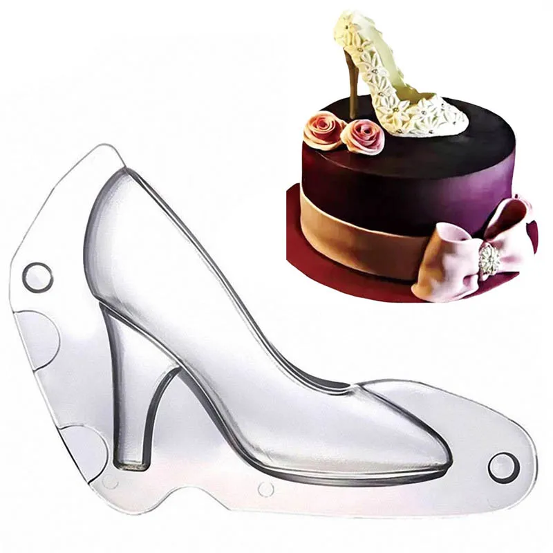 Обувь на высоком каблуке Шоколадные форма для конфет плесень комплект 3D молдинг инструкции помадка Поликарбонат печенья шоколадная форма F