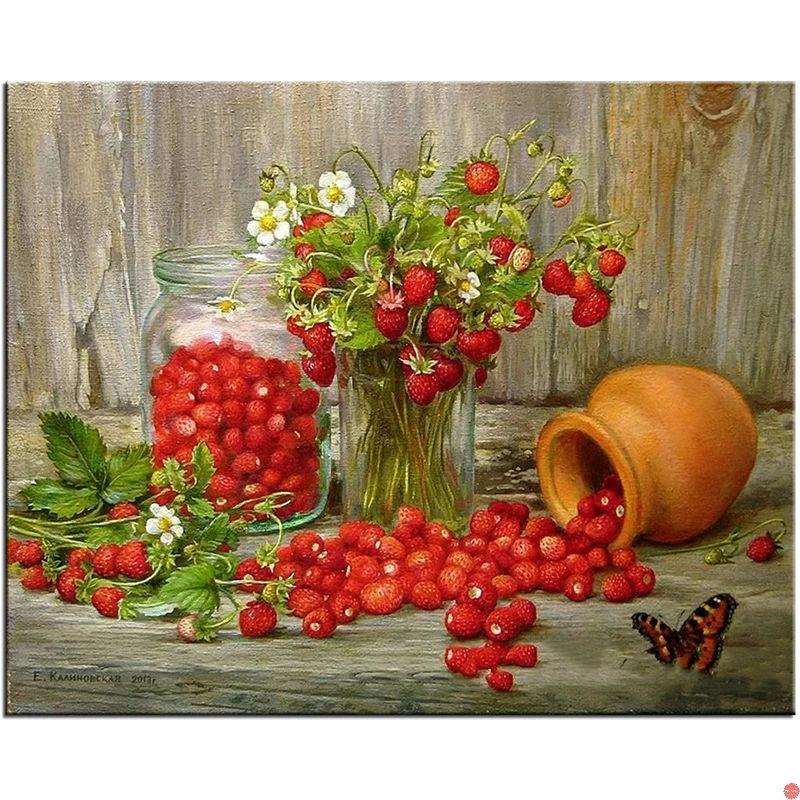 Diamond Painting Mosaic Art Needlework Wild Strawberry Picture Of Rhinestone Cross Stitch Embroidery Still Life | Дом и сад