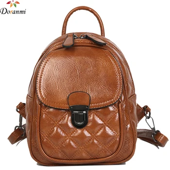 

DORANMI Leather Small Backpacks For Women 2019 Diamond Lattice Schoolbag Female Back Shoulder Bag Mini Book Bag Mochila DJB695