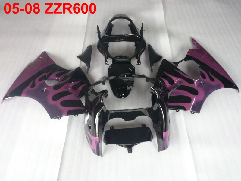 Комплект обтекателей для Kawasaki Ninja ZZR600 05 08 7 подарков литьё под давлением черные