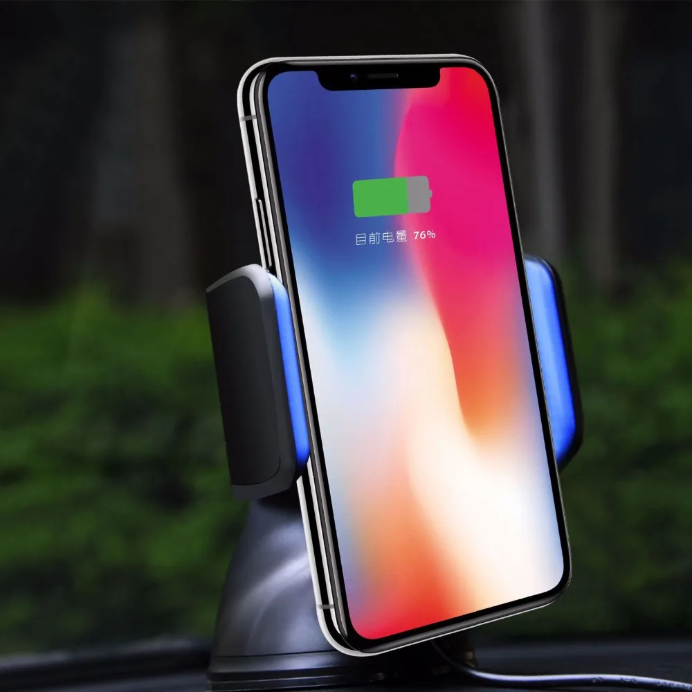 

Universal Car Phone Holder Stand With Qi Fast Wireless Charging Function For iPhoneX 8 8Plus For Samsung Note8 S9 S8 Plus S7 S6