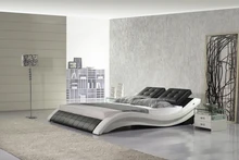 Diseñador moderno bienes cuero genuino de la cama / soft / cama doble tamaño king / queen muebles para el hogar dormitorio súper ventas del estilo americano