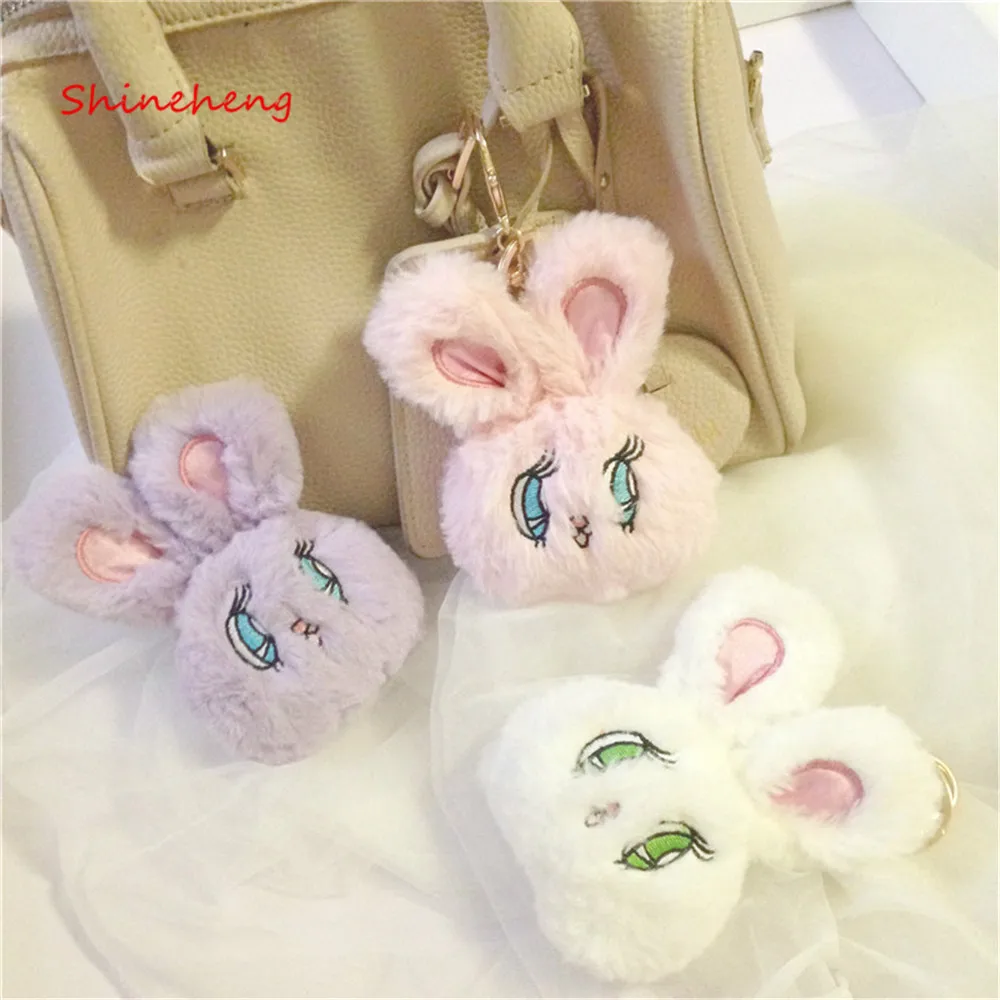 

Shineheng WEGO Cute Soft Fur Rabbit Dolls 3 Colors Small Plush Kawaii Bunny Pendant Wegoo Keychain