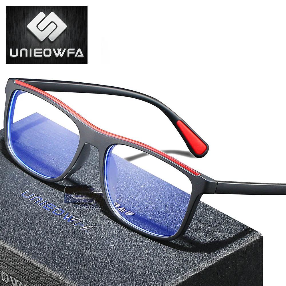 

UNIEOWFA Retro Prescription Glasses for Men Myopia Blue Light Blocking Eyeglasses Optical Photochromic Progressive Eyewear TR90