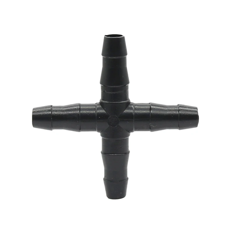 4-контактный разъем с зажимным крестовина 1/4 дюймовый шланг для орошение для сада для быстрого соединения 300 шт - Цвет: Черный