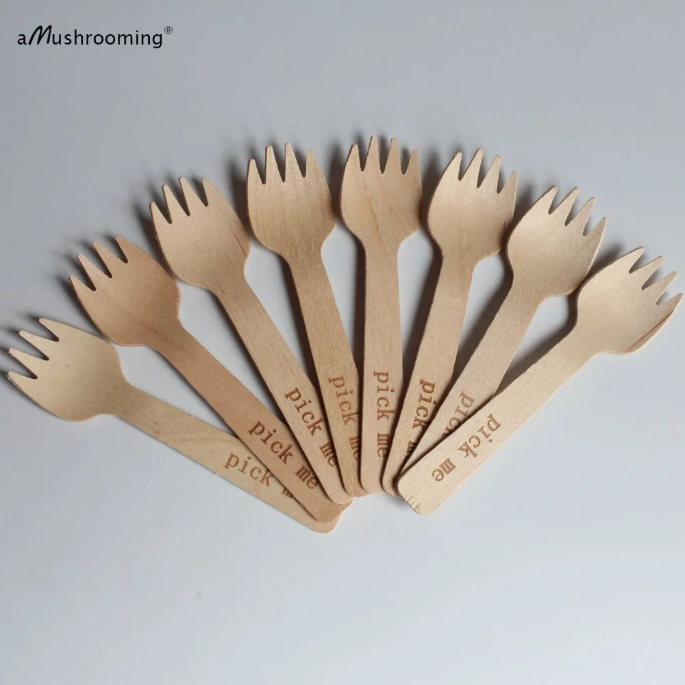 Personalized Mini Wooden Forks Party Forks Engrave Pick me Lettering