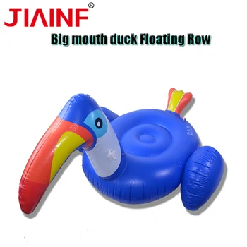 

JIAINF Hot Selling Giant Inflatable Riding Blue Big Mouth Duck Water Pool Floats Pool party toy Swimming Floating Row