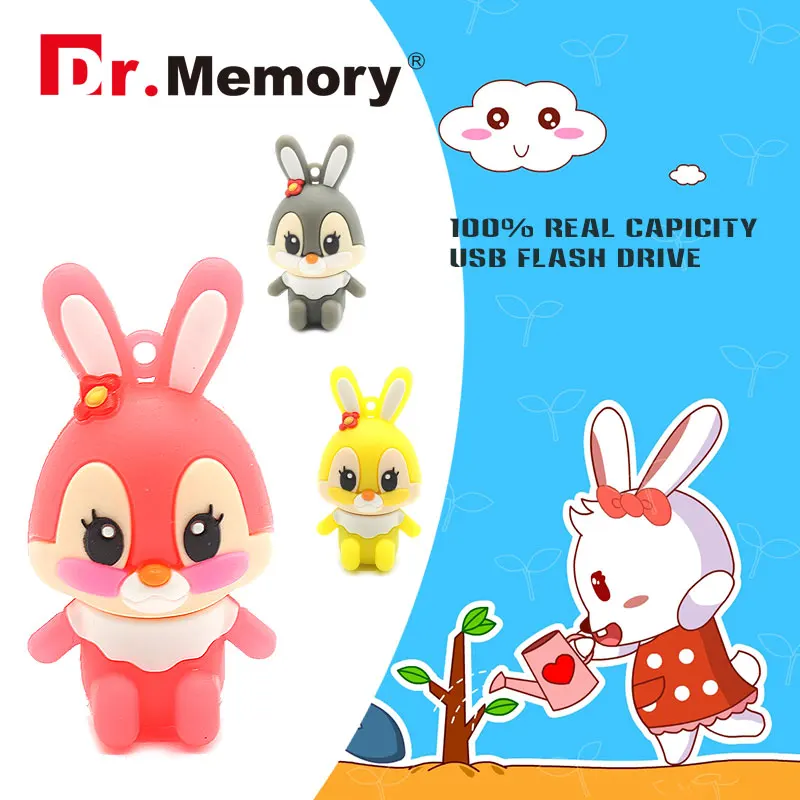 

usb flash drive 64g pendrive 32g flash drive16g 8g 4g new Cute funny bunny Model pendrive Usb2.0 memory stick