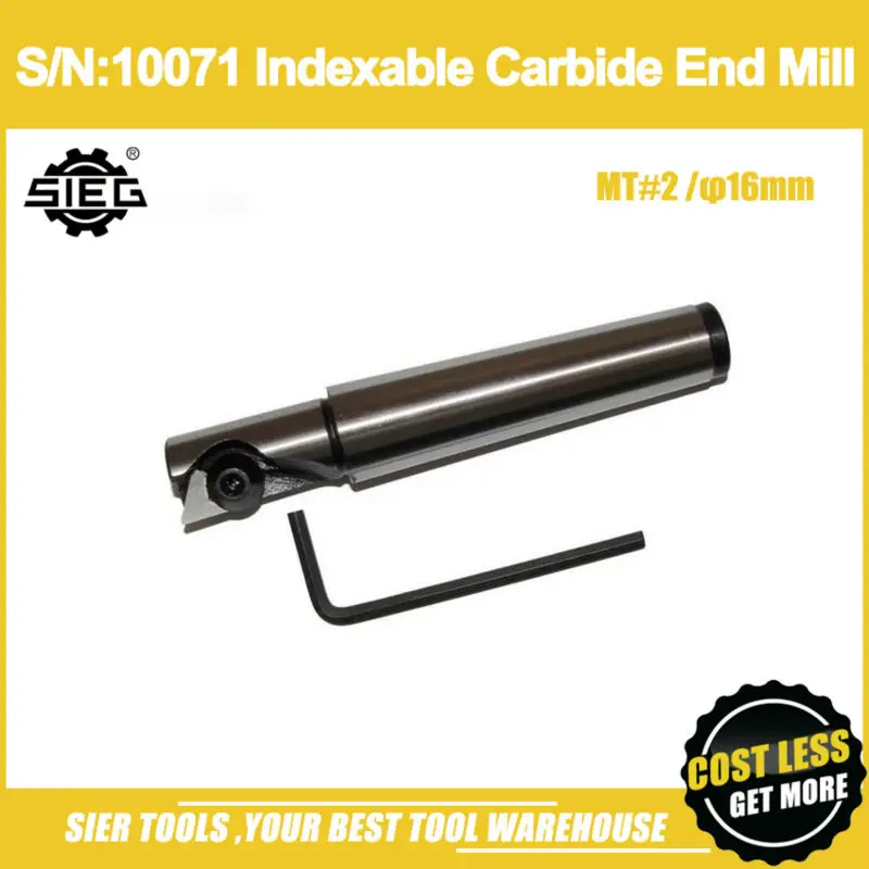 Free Shipping!/S/N:10071 MT#2/16mm Indexable Carbide End Mill /SIEG 1mm mill cutter