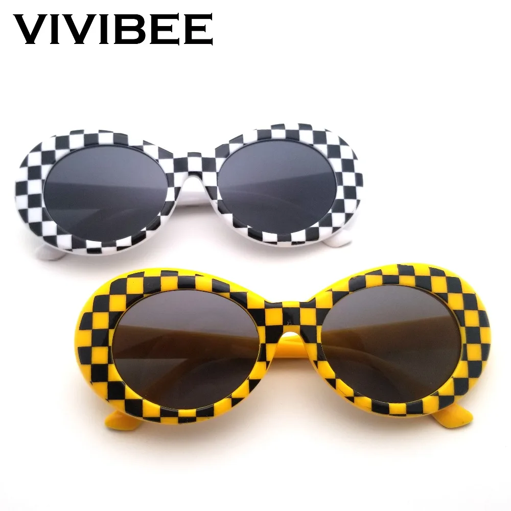 Очки VIVIBEE Женские клетчатые в стиле Курта Кобейна небольшие брендовые Овальные