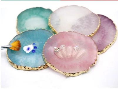 

4 Color Resin Nail Art Painting Gel Palette Golden Edge Polish Agate Mix Stir Crystal Gem Plate Manicure Accessory New DIY Tool
