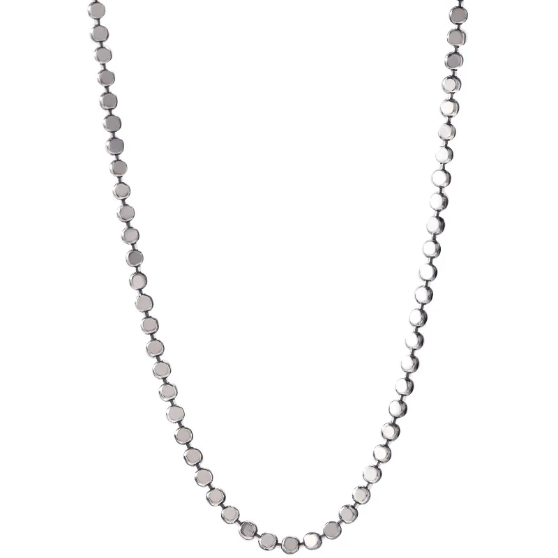 Silvology 925 серебро плоский шарик ожерелье серебро дикая текстура элегантный минималистичный женский чокер продвинутые ювелирные изделия подарок