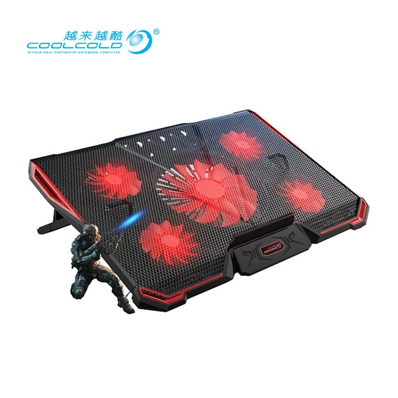 Buy Coolcold laptop cooling pad stand high quality laptop cooler with 2 usb adjustable notebook cooler fan stand with LED light 17\