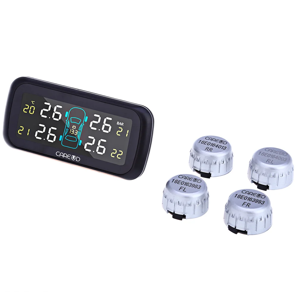 

U903 433.92MHz Wireless TPMS Tire Pressure Monitoring System 4 Internal Sensors LCD Display Monitor Cigarette Lighter Socket