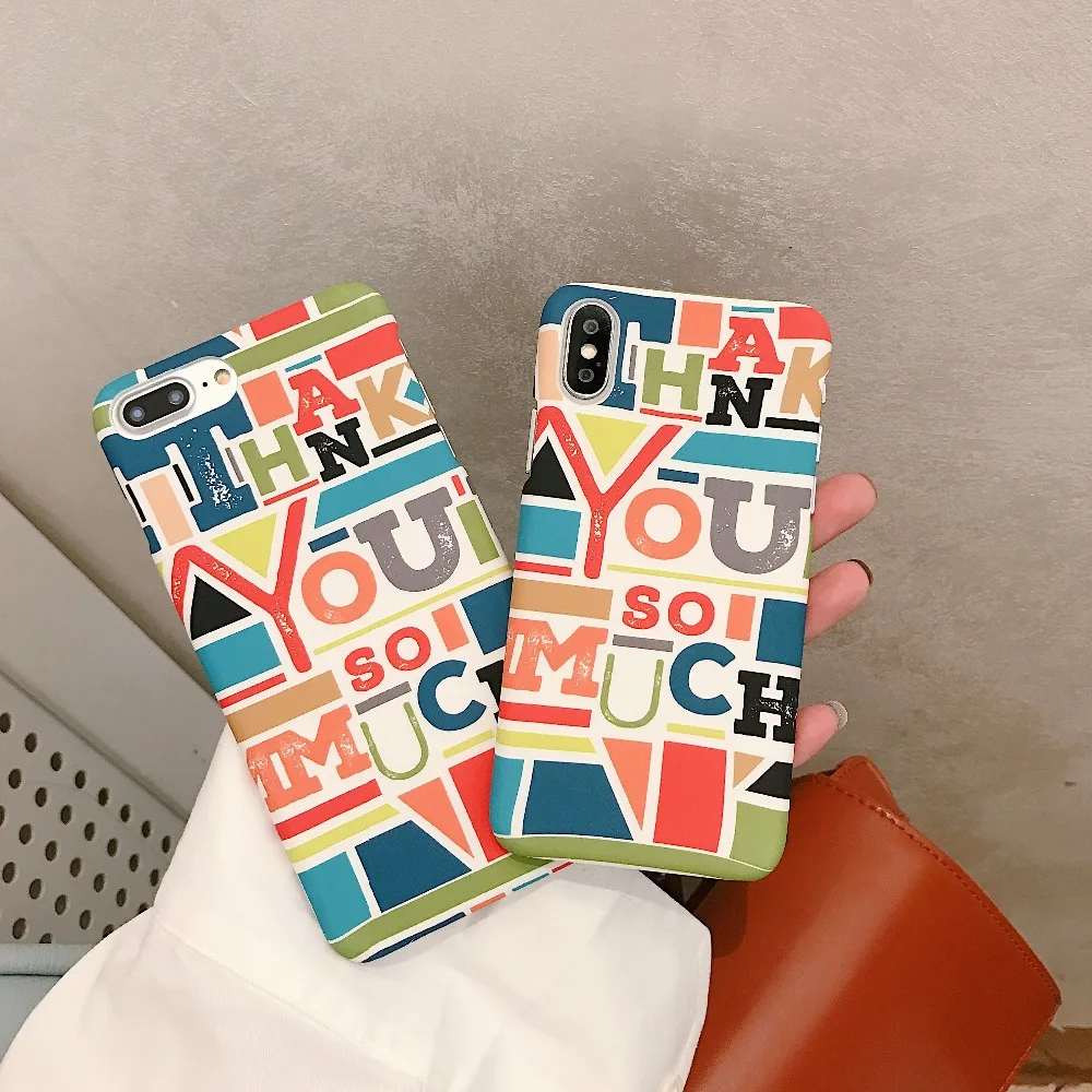 

FastDeng Character Matte Hard PC Case For iPhone 6 7 8 Plus Half Wrapped Fashion Simple Phone Case For iPhone X XS XR XSMax